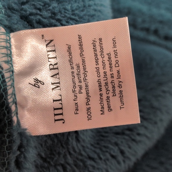 Jill Martin Unisex Sherpa Lounger Jacket Oversized, Faux Fur, Teal, XS/S NWT - Picture 8 of 9
